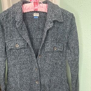 Women's XS KAVU Northern Sky Cropped Shirt Jacket Speckled Cotton Blue